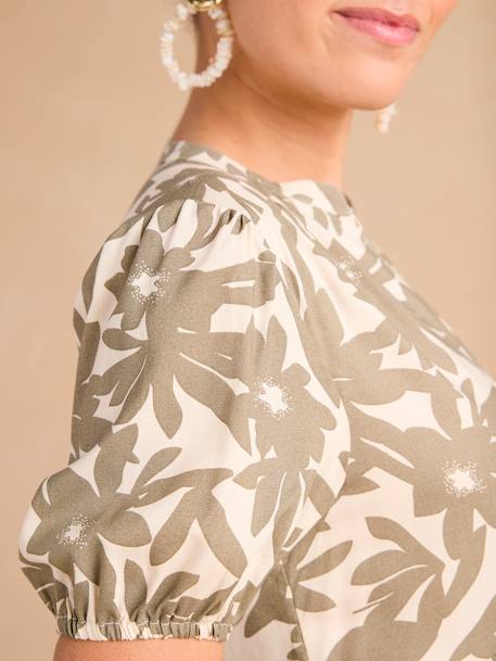 Robe courte de grossesse motifs fleurs kaki - vertbaudet enfant 