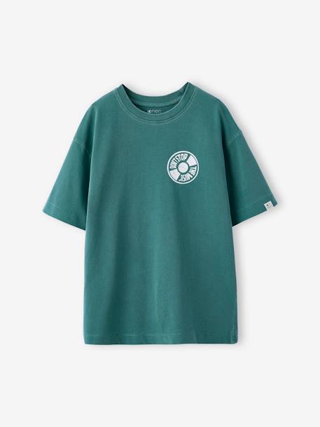 T-shirt garçon motif devant/dos effet délavé anthracite+vert d'eau - vertbaudet enfant 