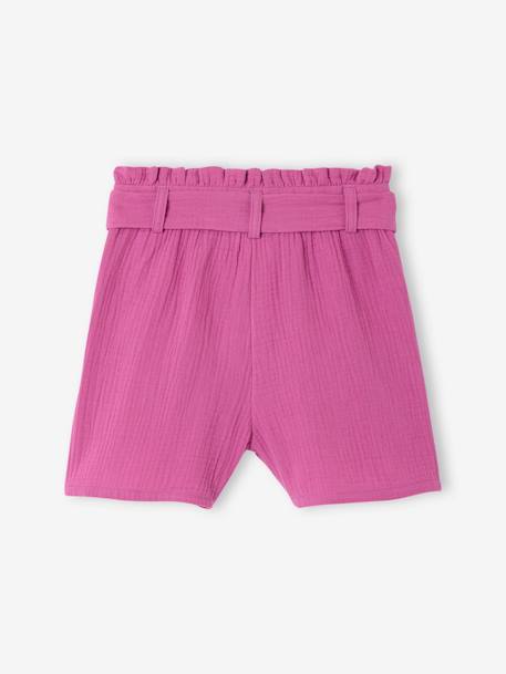 Short en gaze de coton avec ceinture fille violet - vertbaudet enfant 