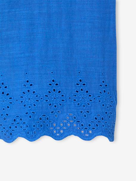 Combinaison fille en gaze de coton avec broderie bleu électrique - vertbaudet enfant 