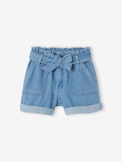 -Short fille en denim léger style paperbag