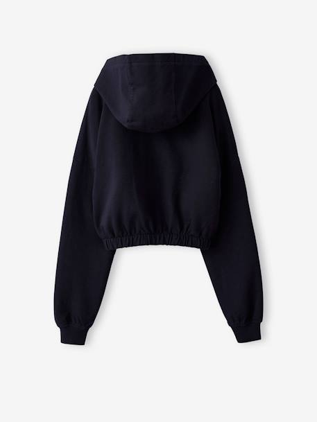 Sweat cropped zippé à capuche fille anthracite - vertbaudet enfant 