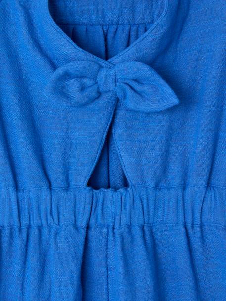 Combinaison fille en gaze de coton avec broderie bleu électrique - vertbaudet enfant 