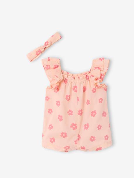 Combishort bébé en voile de coton rose pâle - vertbaudet enfant 
