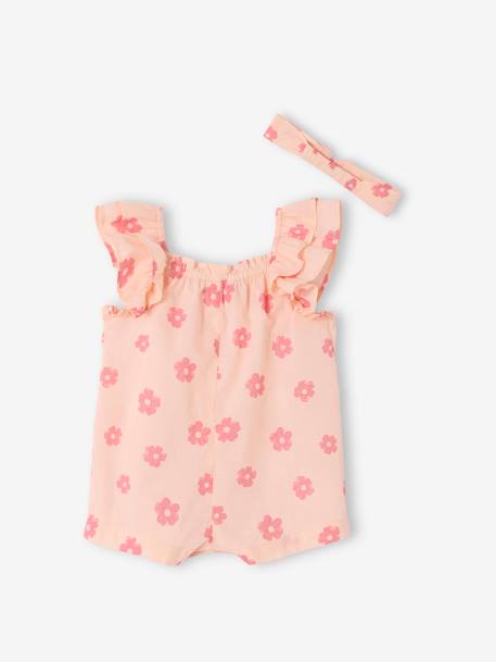 Combishort bébé en voile de coton rose pâle - vertbaudet enfant 