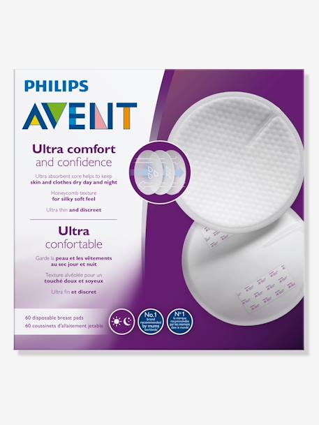 Pakket van 60 Philips AVENT verpleegkussens voor eenmalig gebruik WIT - vertbaudet enfant 