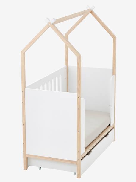 Lit bébé Cabane LIGNE COCONUT transformable en banquette blanc - vertbaudet enfant 
