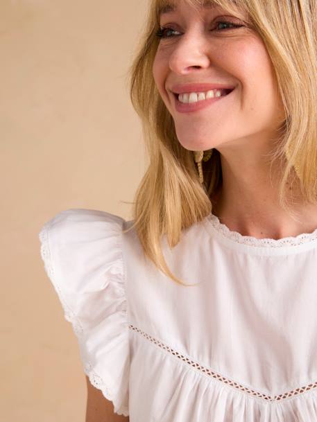 Blouse en voile de coton écru - vertbaudet enfant 