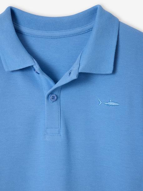 Polo garçon manches courtes broderie poitrine blanc+bleu+kaki clair+MARINE+vert émeraude - vertbaudet enfant 