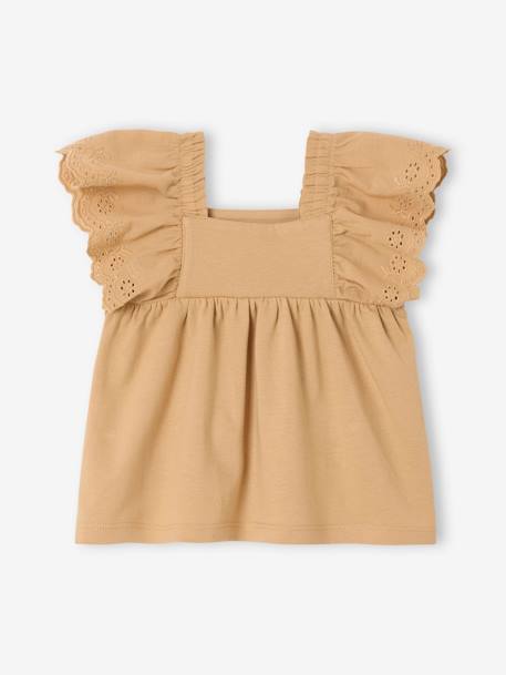 Bébé-T-shirt encolure carrée en broderie anglaise bébé