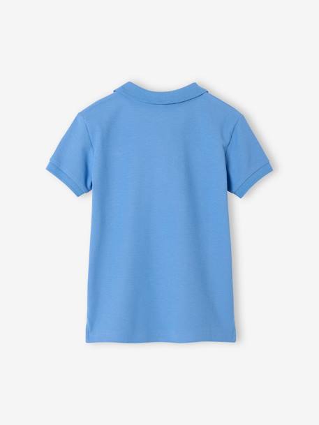 Polo garçon manches courtes broderie poitrine blanc+bleu+kaki clair+MARINE+vert émeraude - vertbaudet enfant 