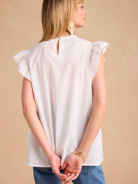 Blouse in katoenen voile ENVIE DE FRAISE ecru - vertbaudet enfant 