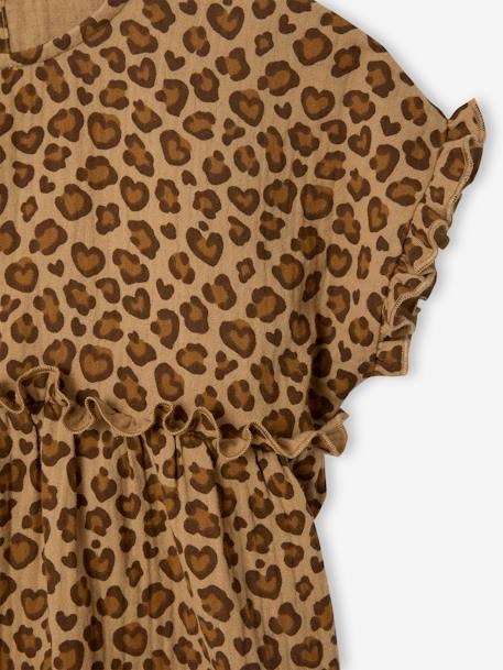 Meisjesblouse met print van katoengaas beige - vertbaudet enfant 