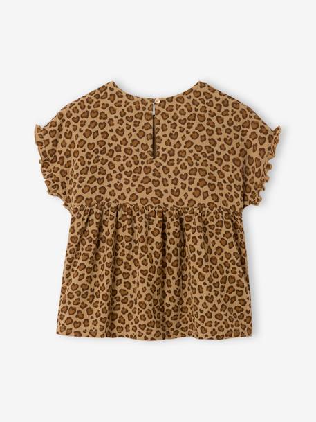 Meisjesblouse met print van katoengaas beige - vertbaudet enfant 