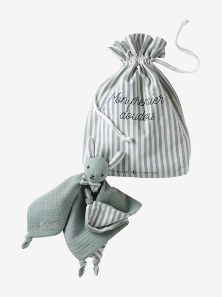 Doudou personnalisable en gaze de coton bio vert sauge - vertbaudet enfant 