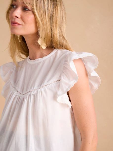 Blouse en voile de coton écru - vertbaudet enfant 