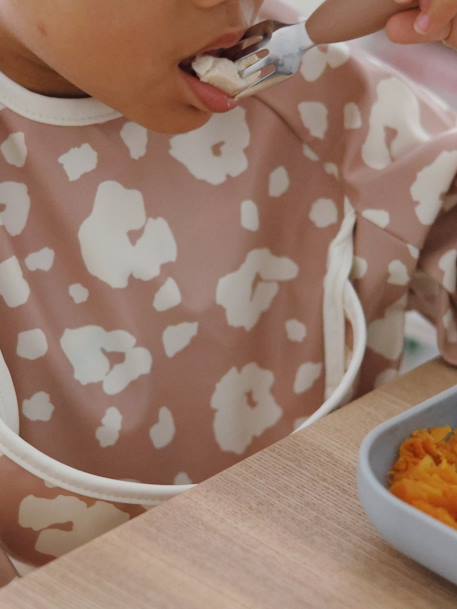 Meegroeislabbetje met mouwen 2-in-1 BEABA Playful beige+rouge+saliegroen - vertbaudet enfant 
