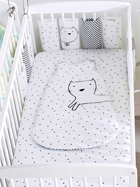 Set van 2 baby hoeslakens van rekbaar jersey met sterrenprint Lichtgrijs met print - vertbaudet enfant 
