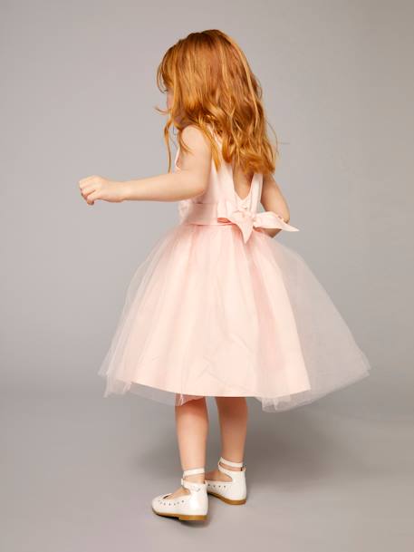 Robe cérémonie fille satin et tulle BEIGE POUDRE+BLANC+bleu ciel - vertbaudet enfant 