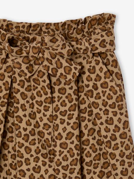 Wijde korte broek 'paperbag' voor meisjes, van katoengaas beige+lila+oudroze+saliegroen - vertbaudet enfant 