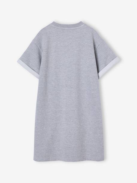 Robe fille en molleton léger motif gris chiné+rayé bleu+vert+vert sauge - vertbaudet enfant 
