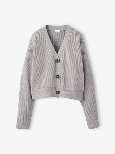 Gilet court fille gris chiné - vertbaudet enfant 