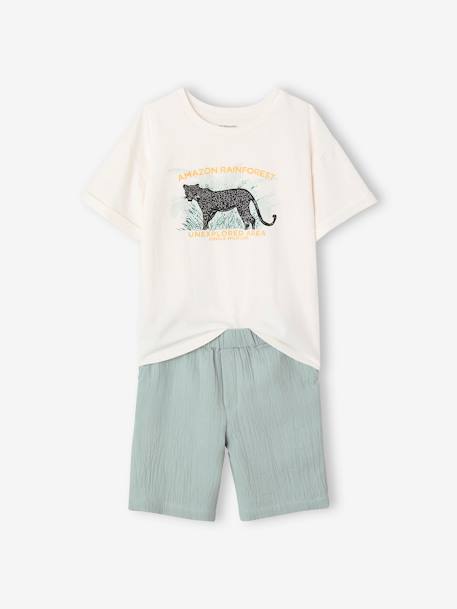 Jongensset short + T-shirt saliegroen - vertbaudet enfant 