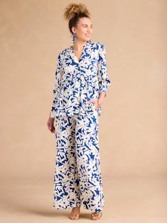 Vêtements de grossesse-Pantalon de grossesse large imprimé fleurs avec bandeau
