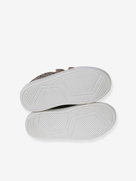 Leren kindersneakers met klittenband, kleutercollectie beige, bedrukt+goud - vertbaudet enfant 