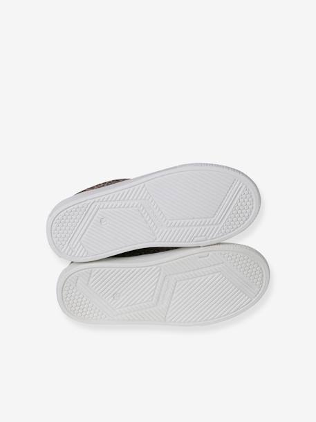 Baskets enfant fille en cuir à lacets beige imprimé+or - vertbaudet enfant 