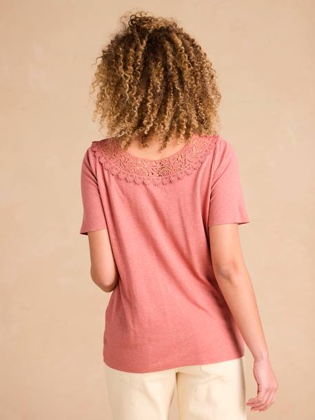 Tee-shirt grossesse devant/dos encolure macramé tomette - vertbaudet enfant 
