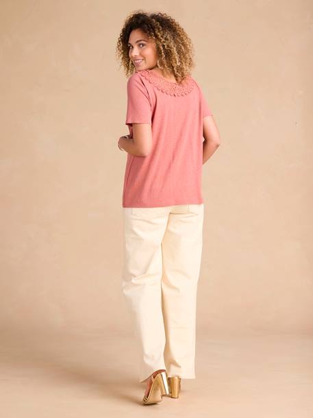 Zwangerschapsshirt voor/achter met macramé hals ENVIE DE FRAISE terracottategel - vertbaudet enfant 