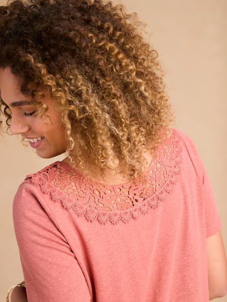 Tee-shirt grossesse devant/dos encolure macramé tomette - vertbaudet enfant 