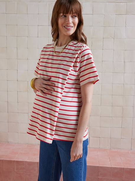 T-shirt rayé grossesse et allaitement en coton biologique* rayé rouge - vertbaudet enfant 