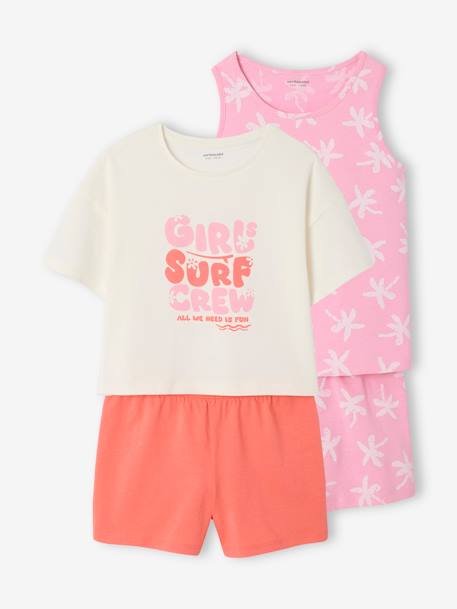 Set van 2 surf pyjamabroeken voor meisjes rozen - vertbaudet enfant 