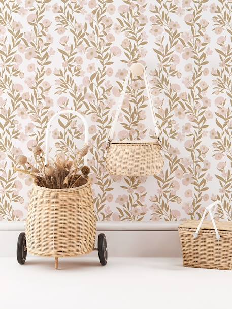 Papier peint guirlande de fleurs rose - vertbaudet enfant 