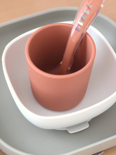 Set vaisselle 4 pièces silicone JAUNE+JUNGLE+NIGHT BLUE+ROSE+terracotta - vertbaudet enfant 