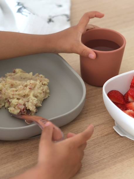 Set vaisselle 4 pièces silicone JAUNE+JUNGLE+NIGHT BLUE+ROSE+terracotta - vertbaudet enfant 