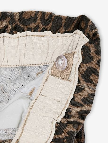 Pantalon fille large imprimé beige+chocolat - vertbaudet enfant 