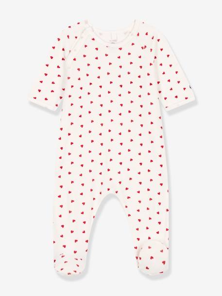 Pyjama bébé en velours coeurs blanc - vertbaudet enfant 