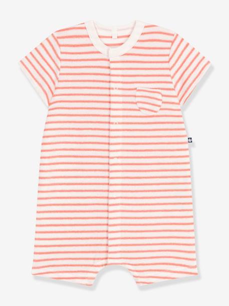 Combicourte bébé en coton éponge rayée abricot - vertbaudet enfant 