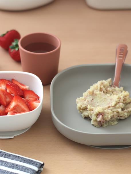 Set vaisselle 4 pièces silicone JAUNE+JUNGLE+NIGHT BLUE+ROSE+terracotta - vertbaudet enfant 