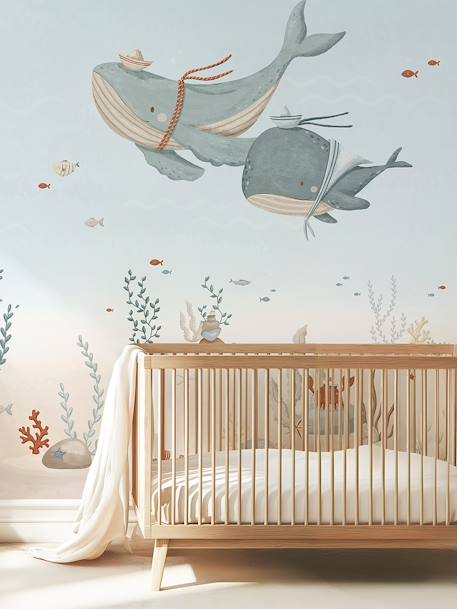 Vliesbehang panorama Zeebodem De walvissen LILIPINSO blauw - vertbaudet enfant 