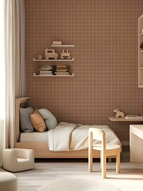 Papier peint Quadrillage brun - vertbaudet enfant 