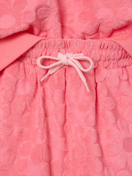 Ensemble sweat et short fleurs en éponge fille rose bonbon - vertbaudet enfant 