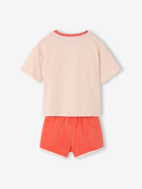 Ensemble T-shirt et short en éponge fille corail - vertbaudet enfant 