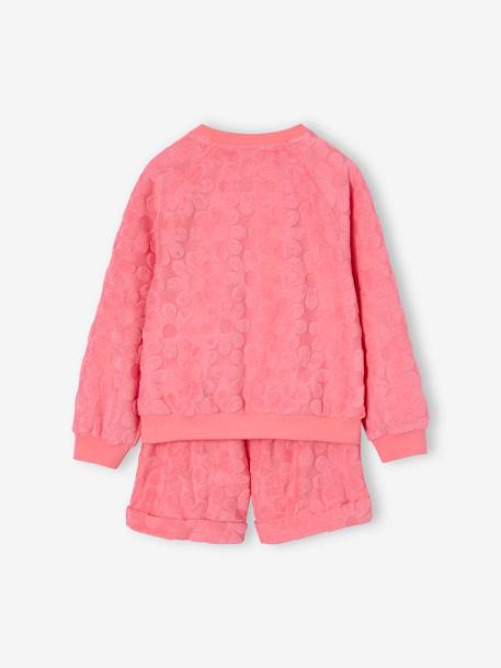 Ensemble sweat et short fleurs en éponge fille rose bonbon - vertbaudet enfant 