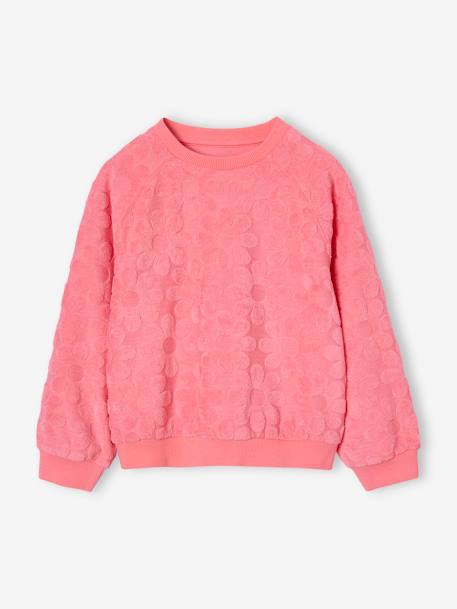 Set met sweater en gebloemde short in badstof voor meisjes snoepjesroze - vertbaudet enfant 