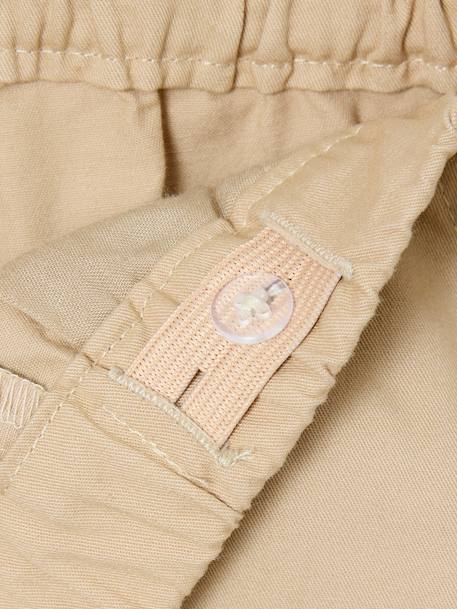 Net jongenshemd, Mao-kraag en korte broek beige+blauw, gestreept - vertbaudet enfant 