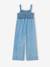 Gebloemde gesmokte meisjesjumpsuit in lichte denim lichtblauw - vertbaudet enfant 